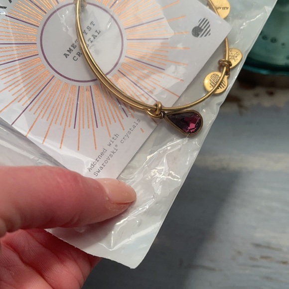 NEW Alex & Ani Swarovski Amethyst Crystal Gold Bangle Bracelet NWT - Picture 3 of 5